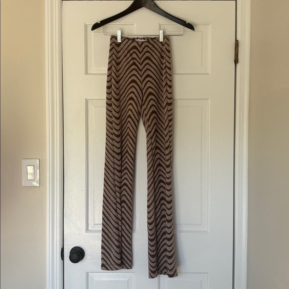 Urban Outfitters Brown and Cream Zigzag Pants